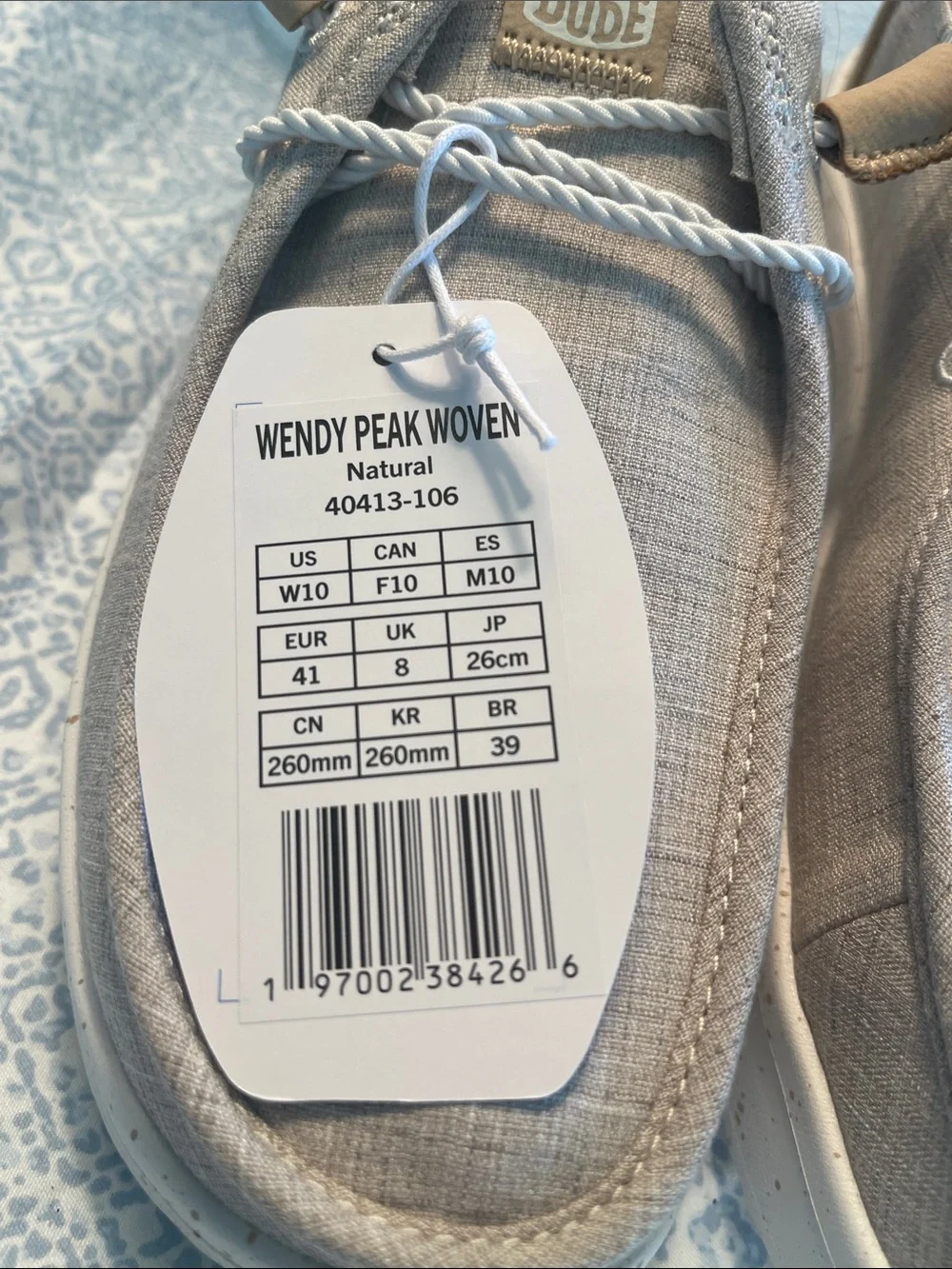 Hey Dude Wendy PeaK WOVEN Slip-On Sneakers in Natural NWT size 10